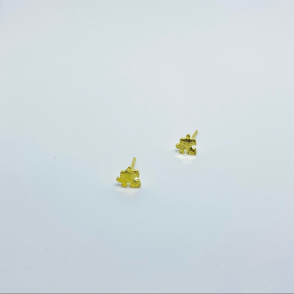 Small Gold Puzzle Stud Earrings